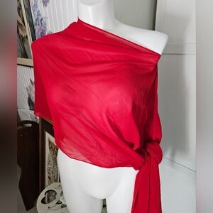 Eileen Fisher Scarlet Red Sheer Silk Parachute Wrap One Size NEW $138 Versatile